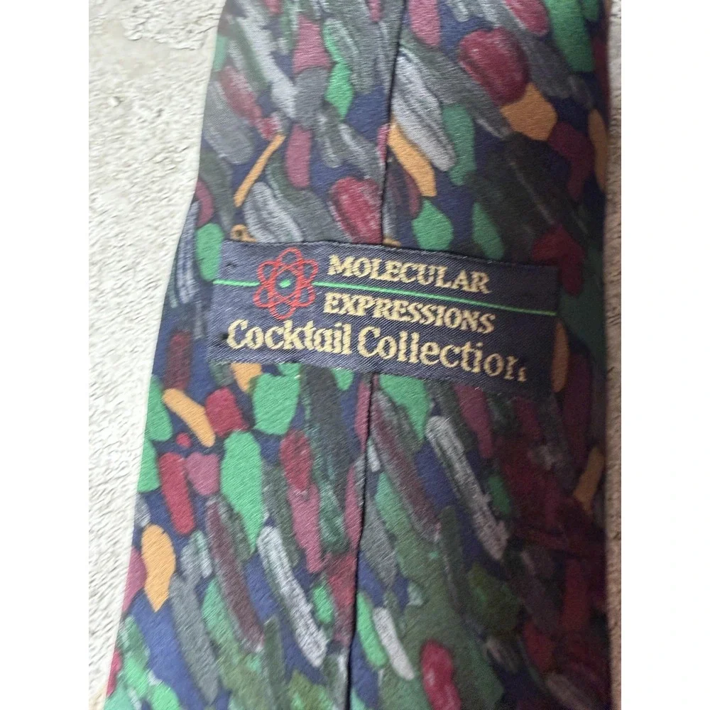 Molecular Expressions Tequila Silk Tie Mens OS Multicolor Geometric Necktie VTG